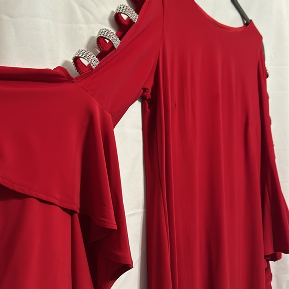 MSK Red Cold-Shoulder Dress - Picture 2 of 4